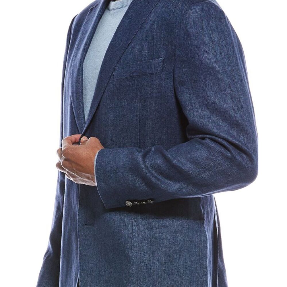 Brooks Brothers Mens  Linen Blazer, Blue - Picture 4 of 5